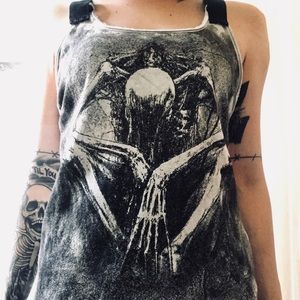 Demon asymmetrical white tank top.
